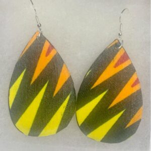 zig- zag black, yellow, orange & red Afrocentric earrings