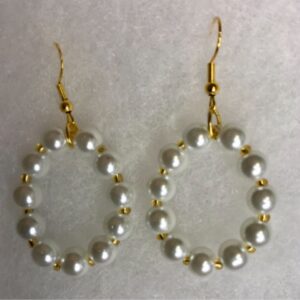 White pearls and gold glass beads