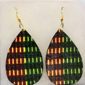Black, gold, red, and green Ankara Earrings