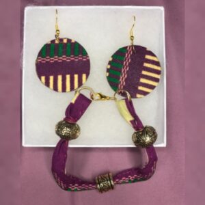Purple, green, and, beige Ankara set