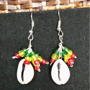 Rasta cowrie shell earring