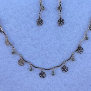 Gold plated charm necklace and earrings