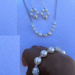 pearl inspired glass bead Jewelry set