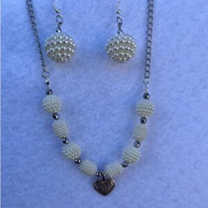 pearl inspired beaded necklace and earrings