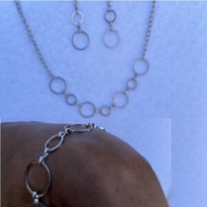 silver plated circular chain link jewelry set