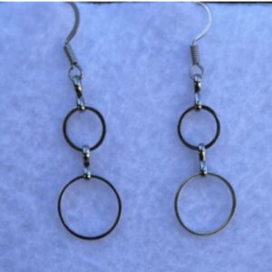 silver plated circular chain link dangle earrings